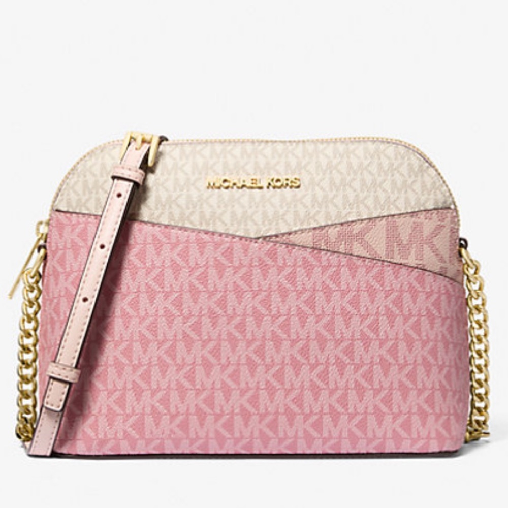 🌷 Michael Kors Jet Set Travel Medium Color-Block Signature Logo Crossbody Bag 🌷